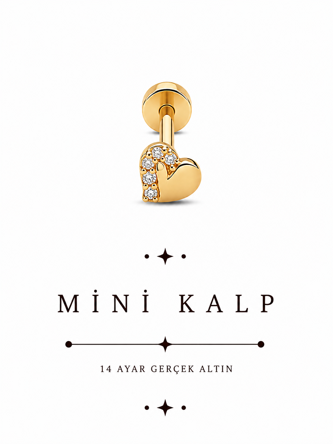 14 Ayar Altın Mini Kalp Piercing