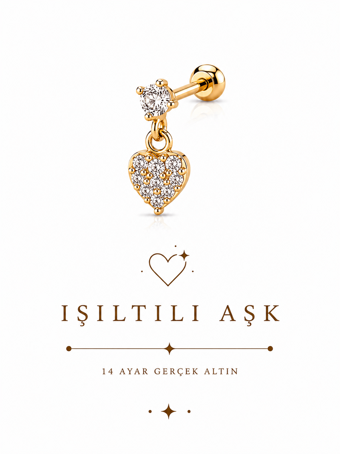 14 Ayar Altın Sallantılı Sonsuz Aşk Piercing