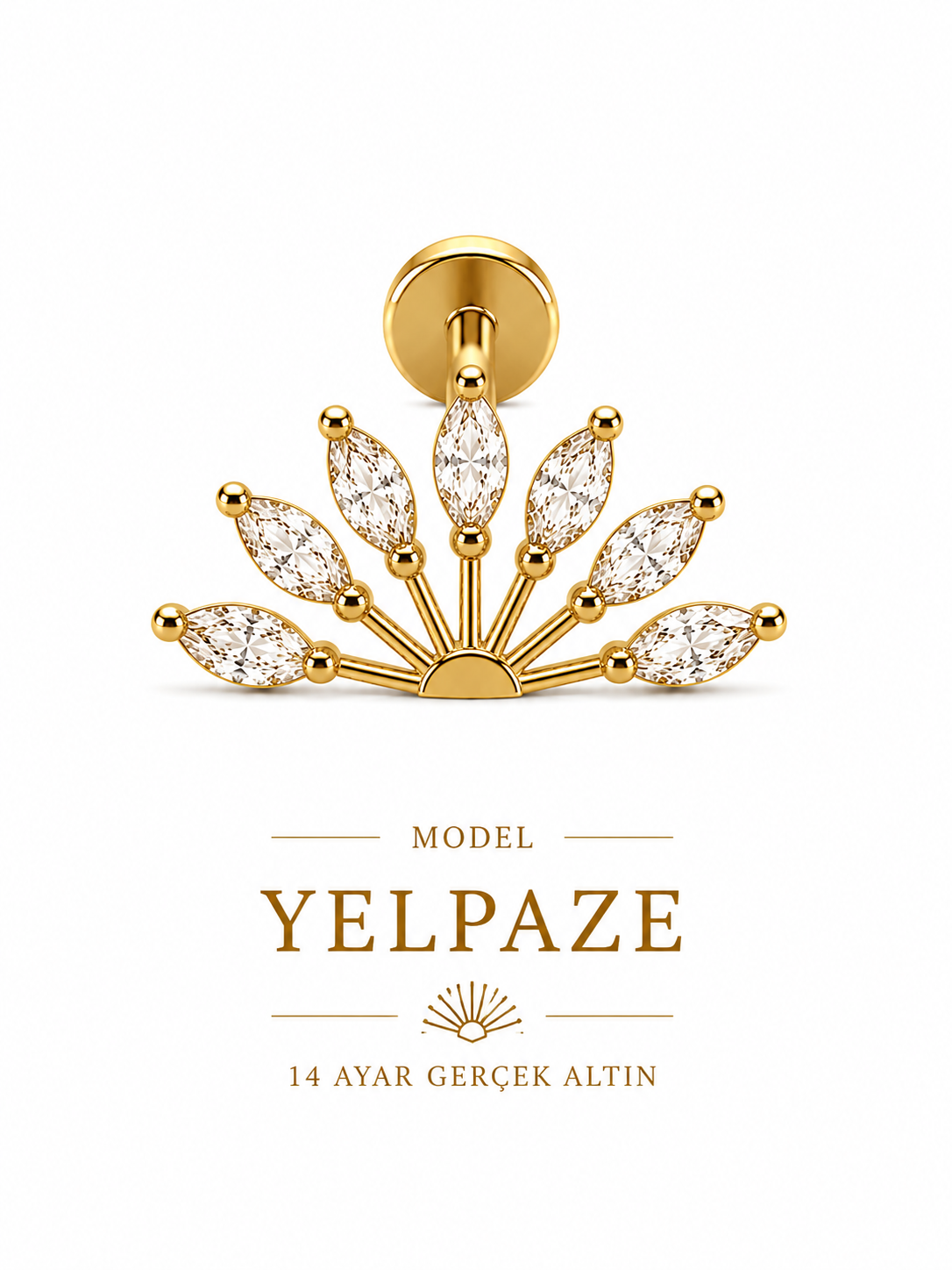 14 Ayar Altın Yelpaze Piercing