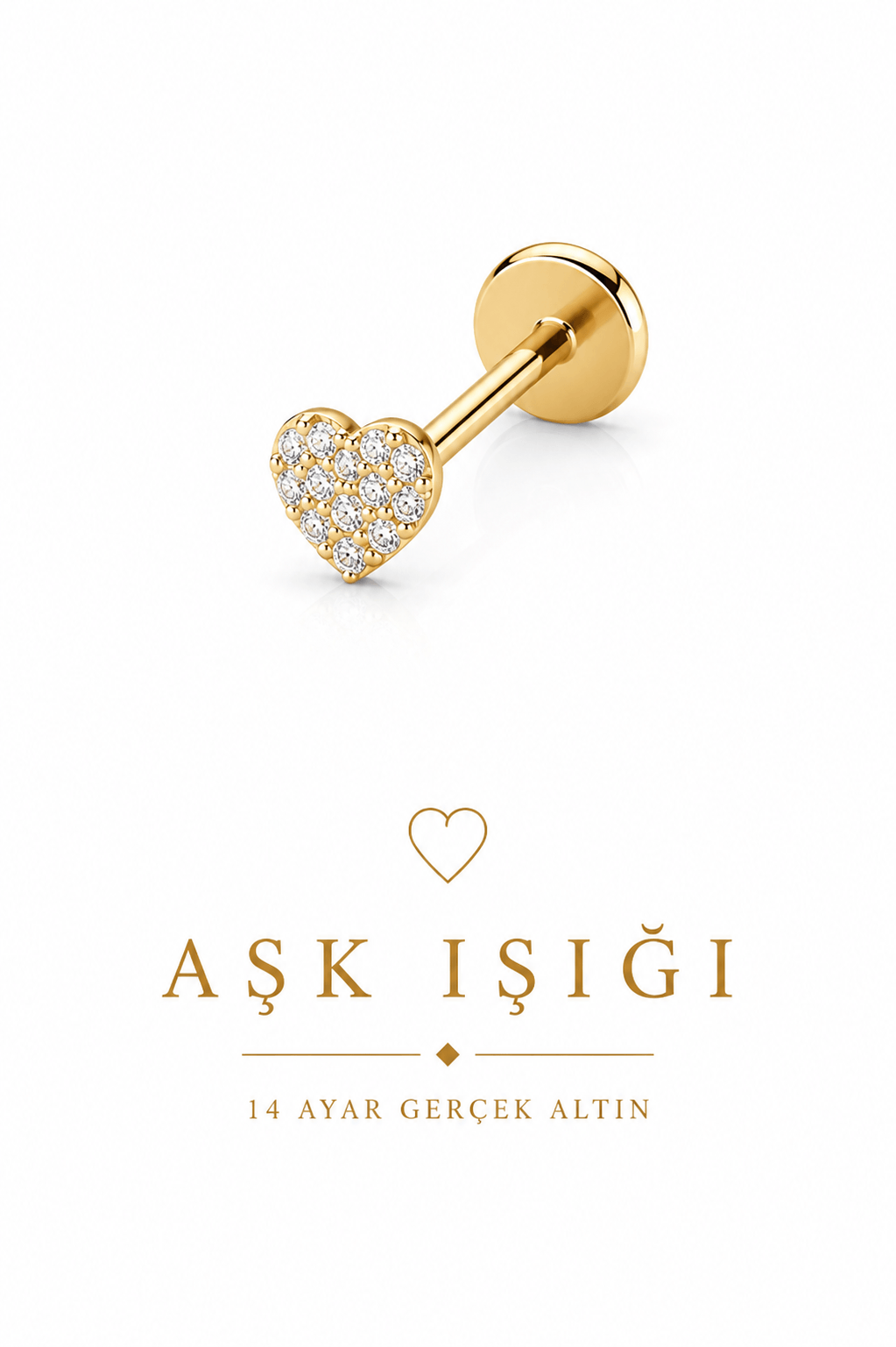 14 Ayar Aşk Işığı Piercing