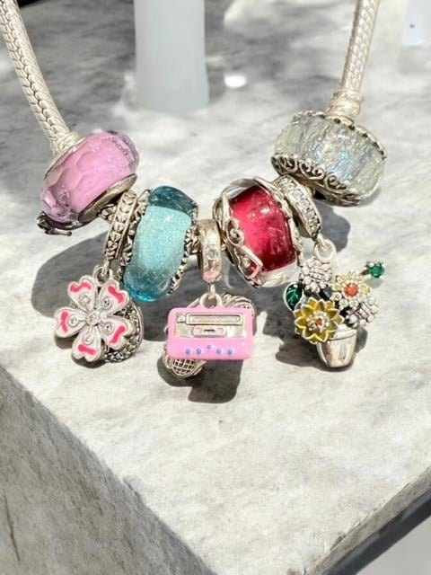Beyaz Buz Kristali Murano Charm