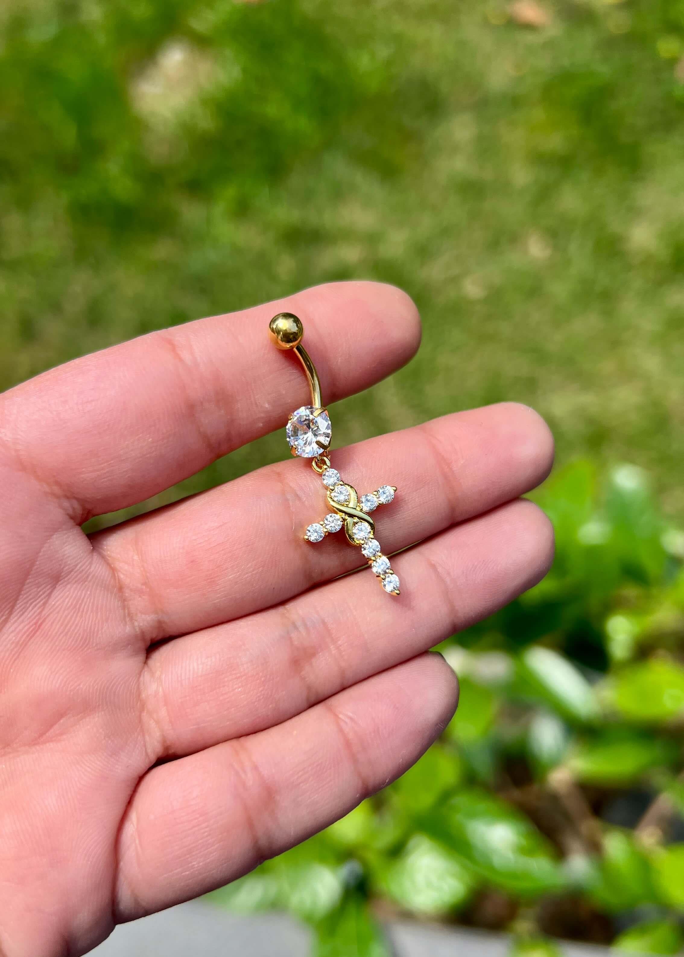 Cerrahi Çelik Haç Göbek Piercing