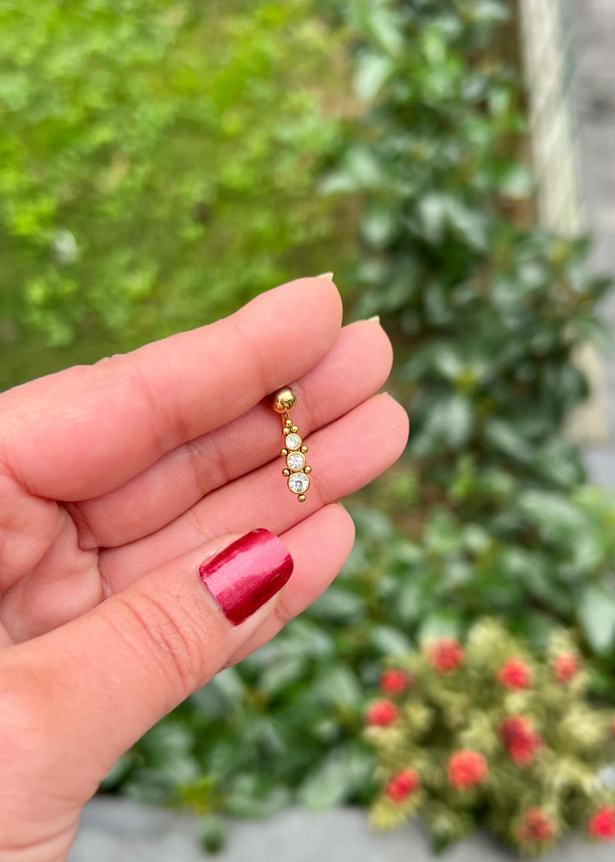 Cerrahi Çelik Üçtaş Göbek Piercing