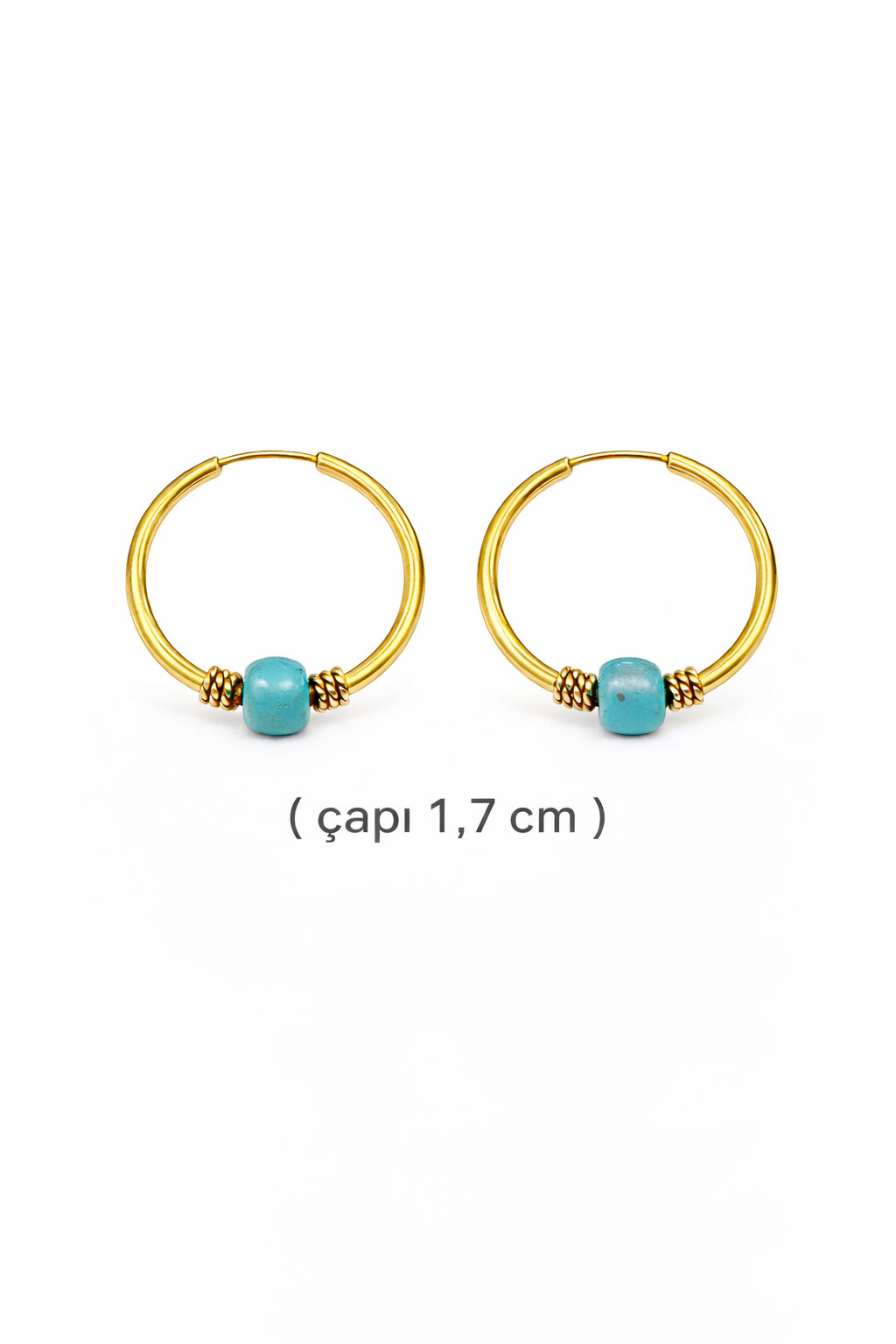 Gümüş Mavi Taşlı 1,7 cm Halka Küpe