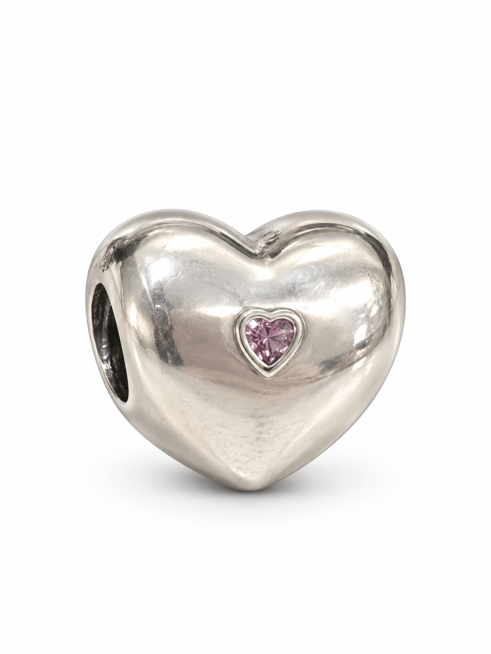 Kalp Pembe Taşlı Charm