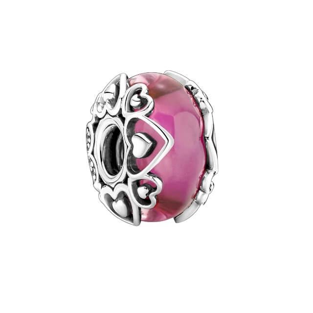 Kırmızı Kalpli Mat Murano Charm