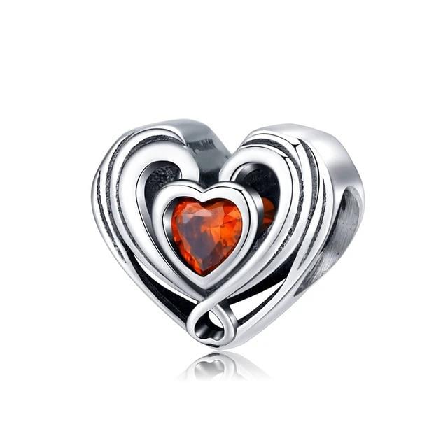 Kırmızı Taşlı Kalp Charm