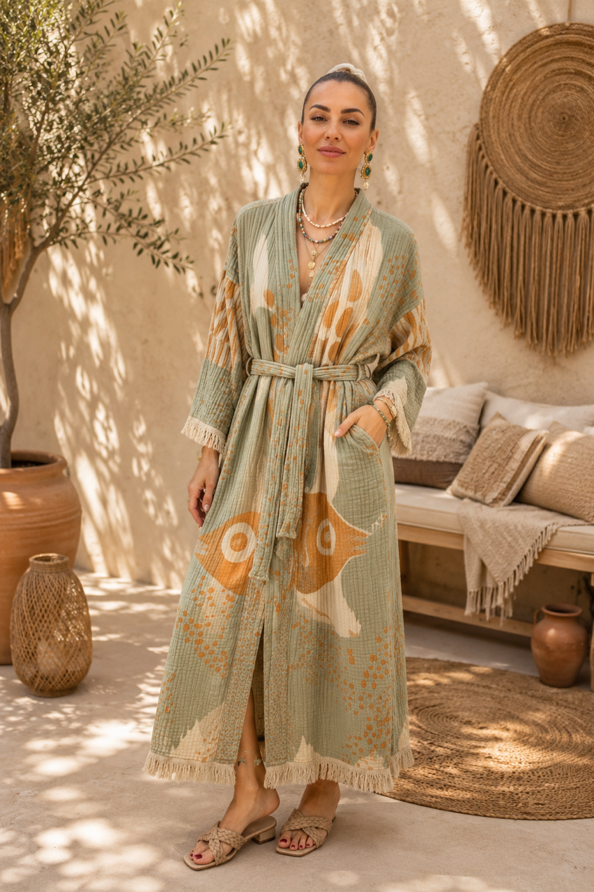 Müslin Pamuk Kimono Bornoz & Kaftan