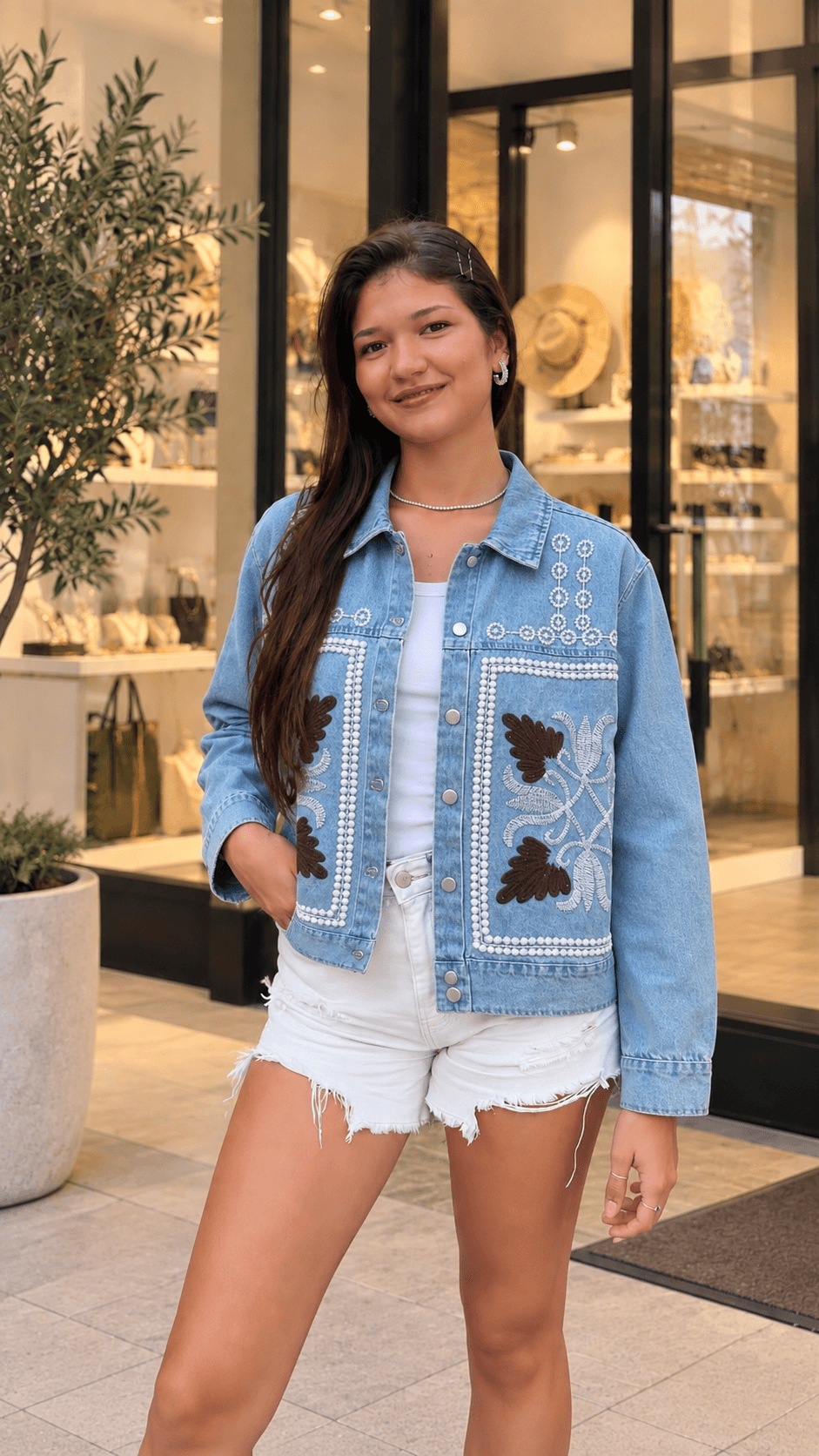 Nakış İşleme İtalyan Tarzı Kot Ceket