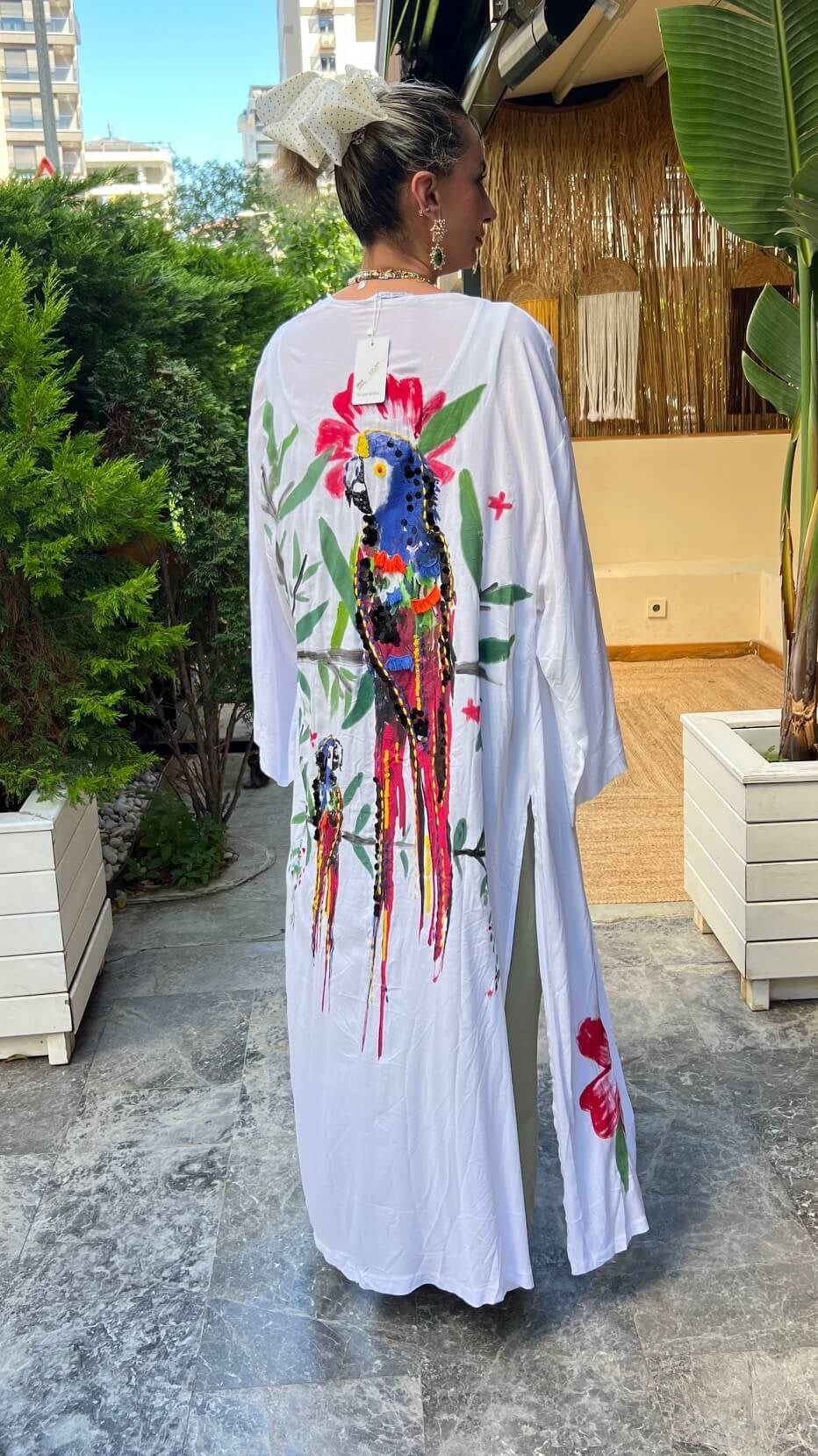 Papağan Desenli  Kimono