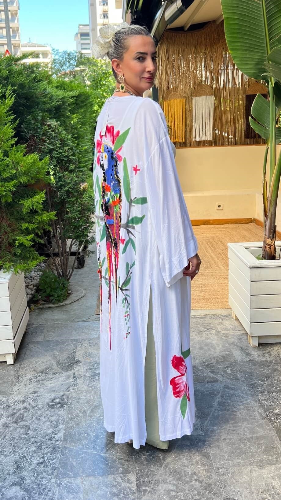 Papağan Desenli  Kimono