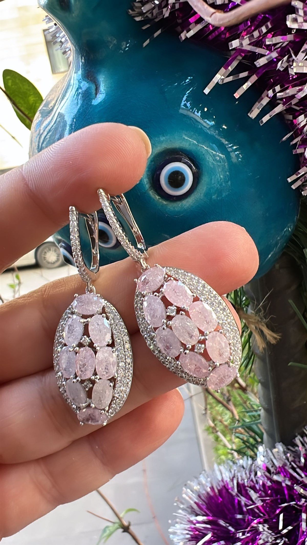 Pembe Zirkon Küpe