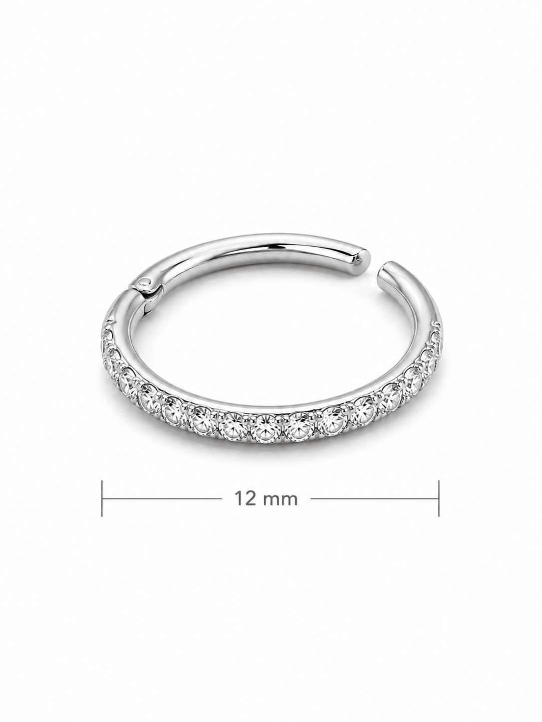 Premium Titanyum 12 mm Taşlı Halka Piercing