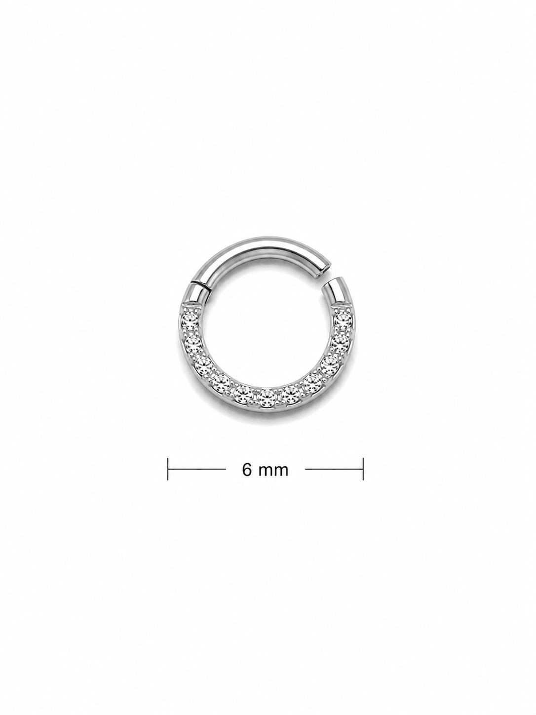 Premium Titanyum 6 mm Taşlı Halka Piercing