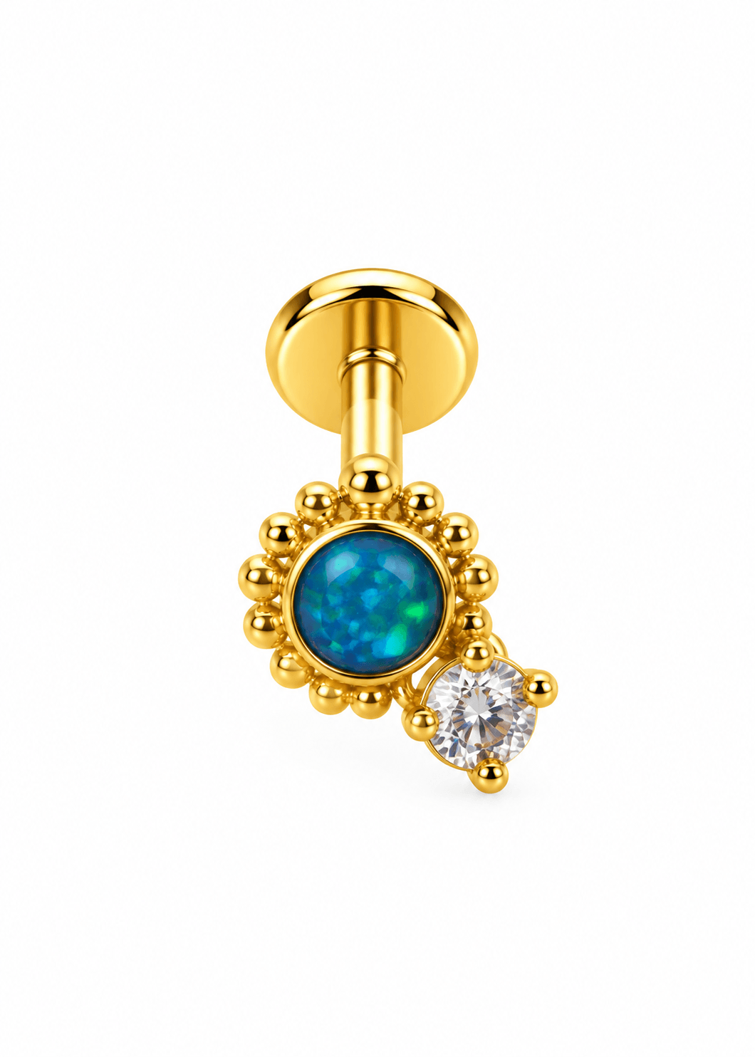 Premium Titanyum Opal Taşlı Piercing