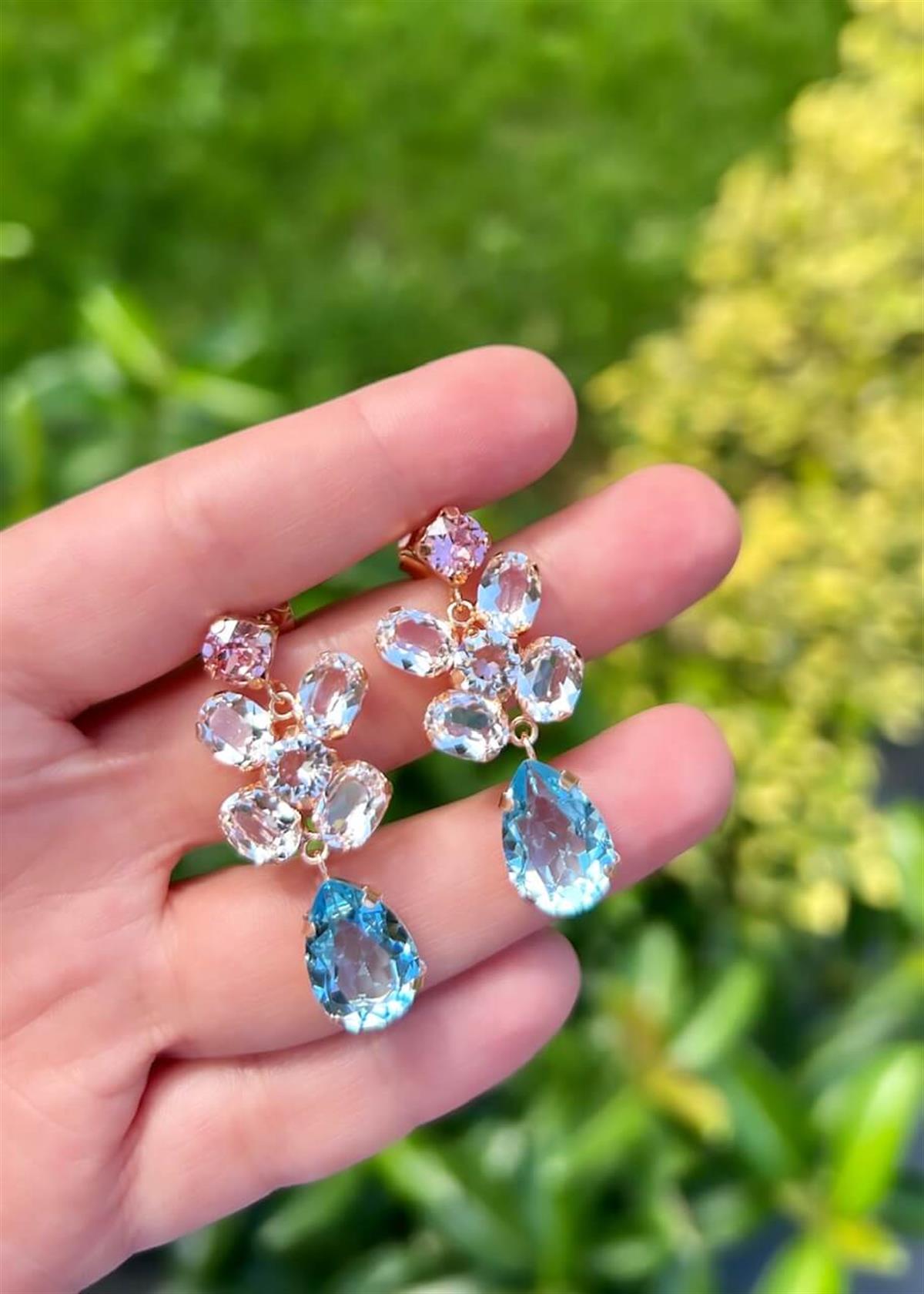 Swarovski Taşlı Avize Küpe