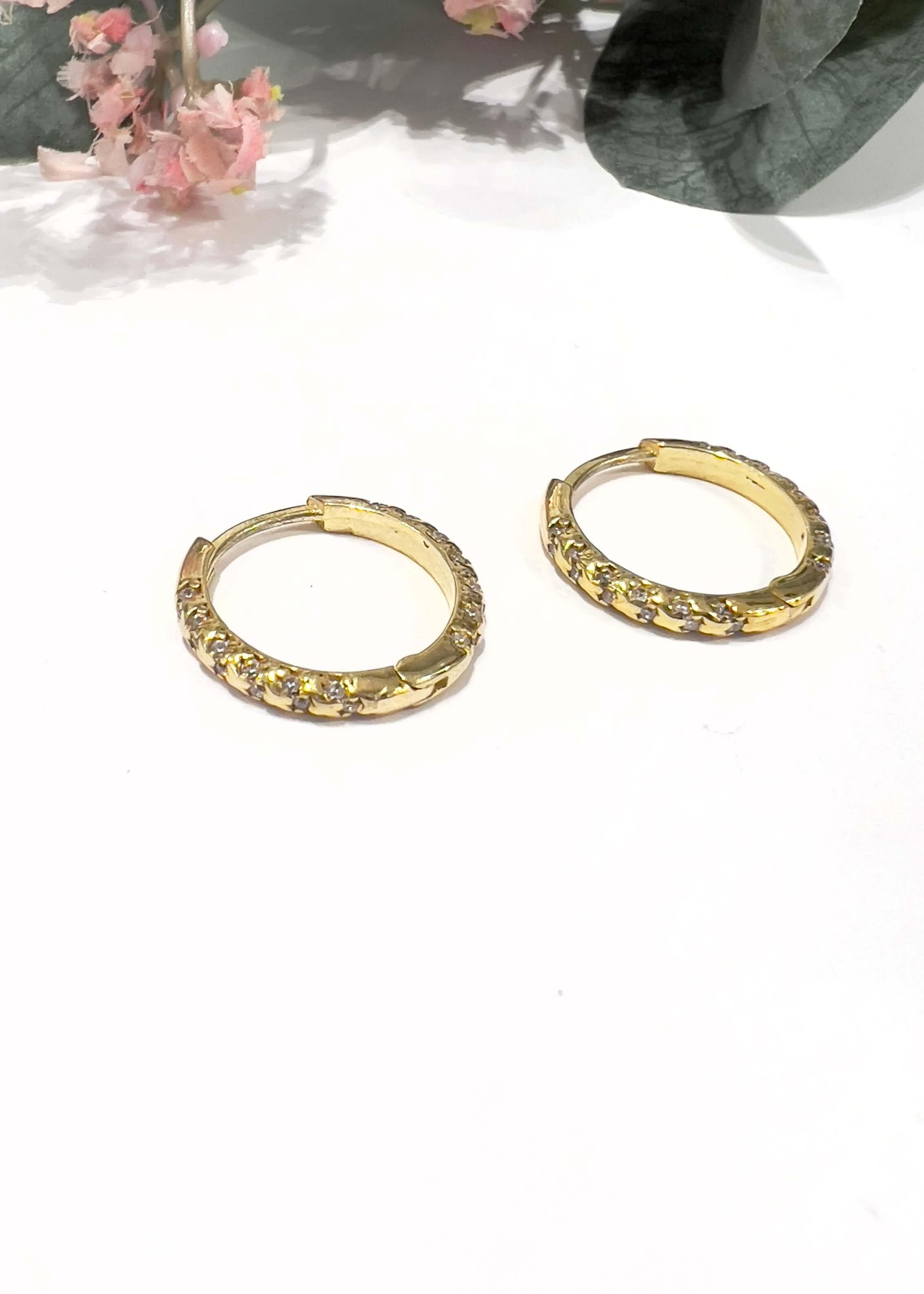 Taşlı Tamtur Halka Küpe 2 cm