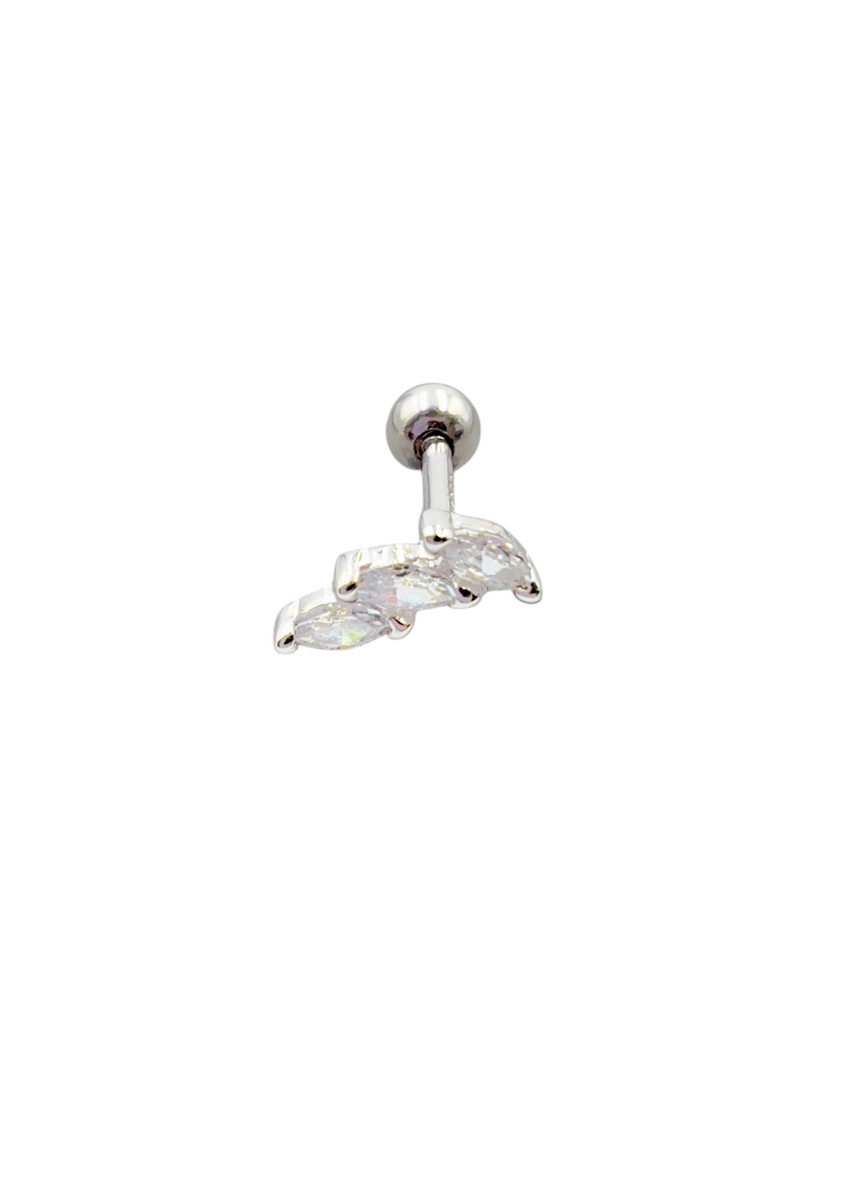 Taşlı Yay Gümüş Piercing
