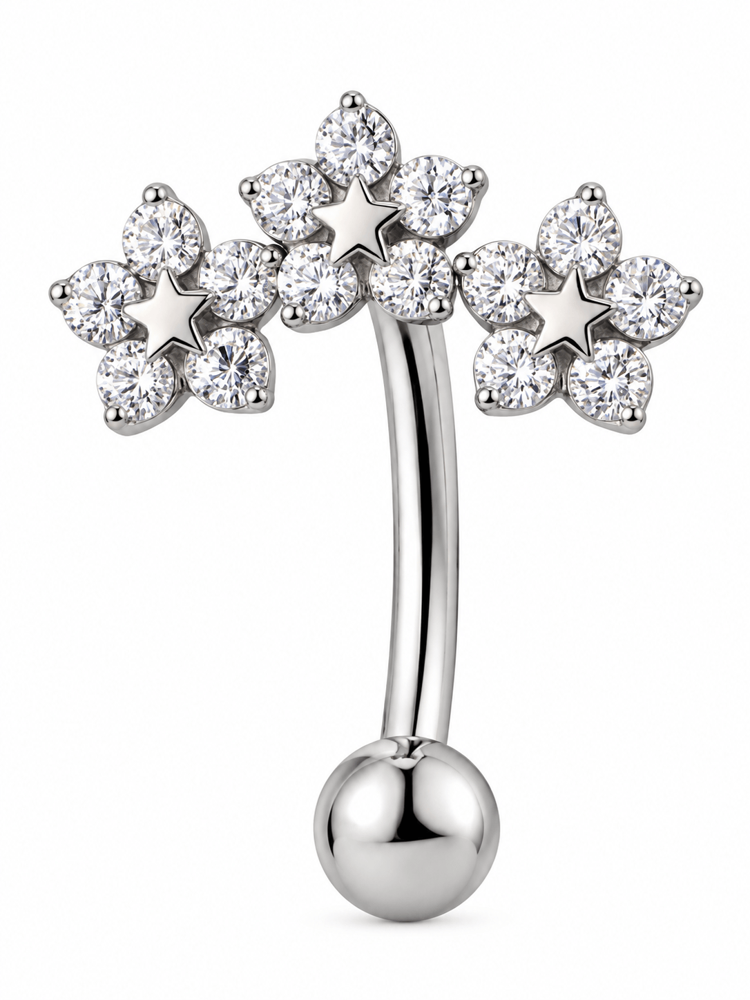 Titanyum Çiçek Taşlı Göbek Piercing