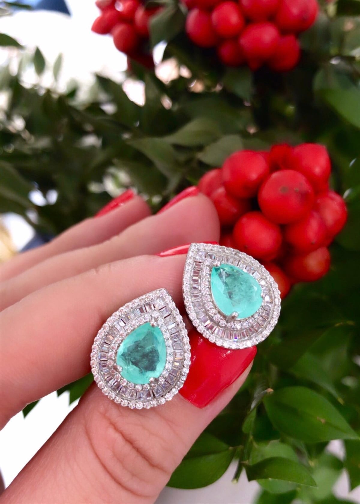 Yeşil Paraiba Küpe