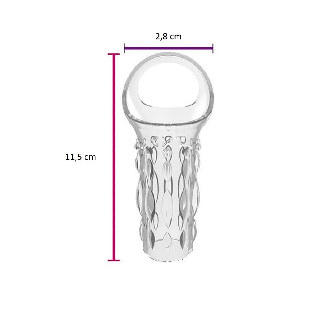 11,5 cm Silikon Şeffaf Tırtıklı Penis Kılıfı