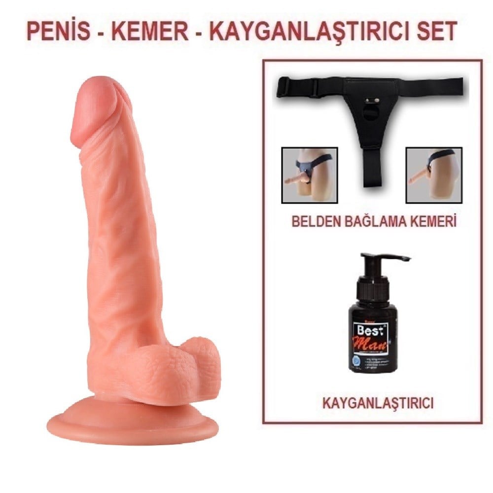 19,5 cm Belden Bağlamalı Realistik Vantuzlu Dildo Penis