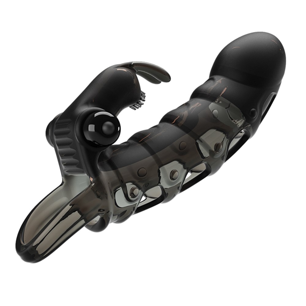 4 cm Dolgu Uzatmalı Titreşimli Zenci Penis Kılıfı Prezervatif Vibratör