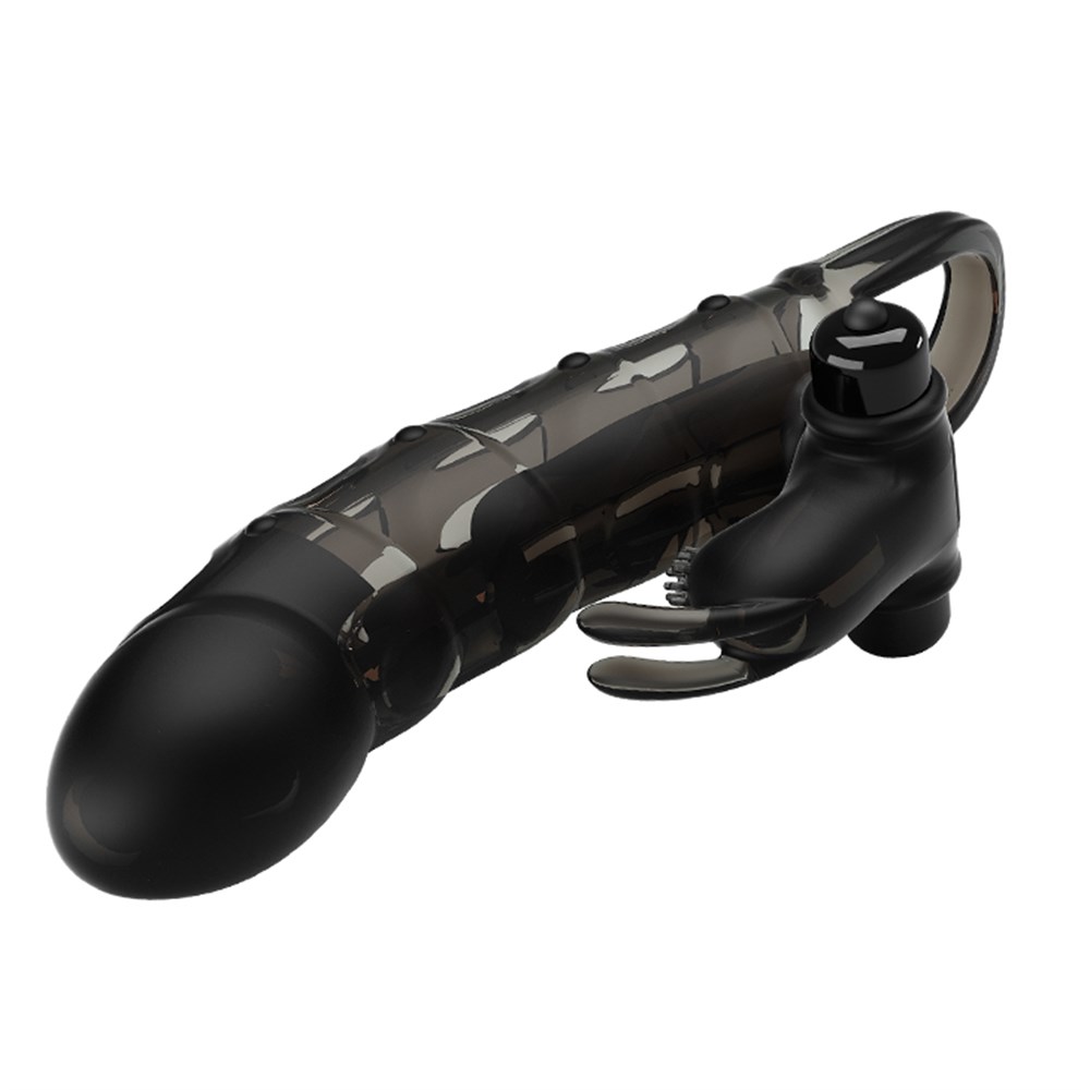 4 cm Dolgu Uzatmalı Titreşimli Zenci Penis Kılıfı Prezervatif Vibratör