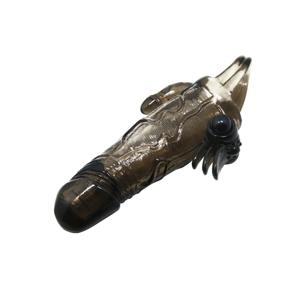 4 cm Uzatmalı Anal Vajinal ve Klitoral Uyarıcılı Titreşimli Penis Kılıfı