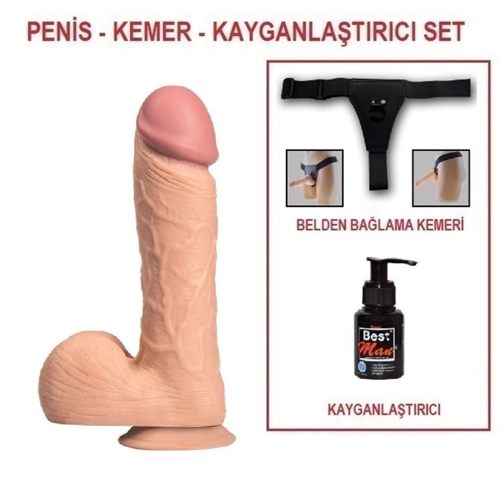 Belden Bağlamalı 24 cm Dev Boy Realistik Vantuzlu Dildo Penis