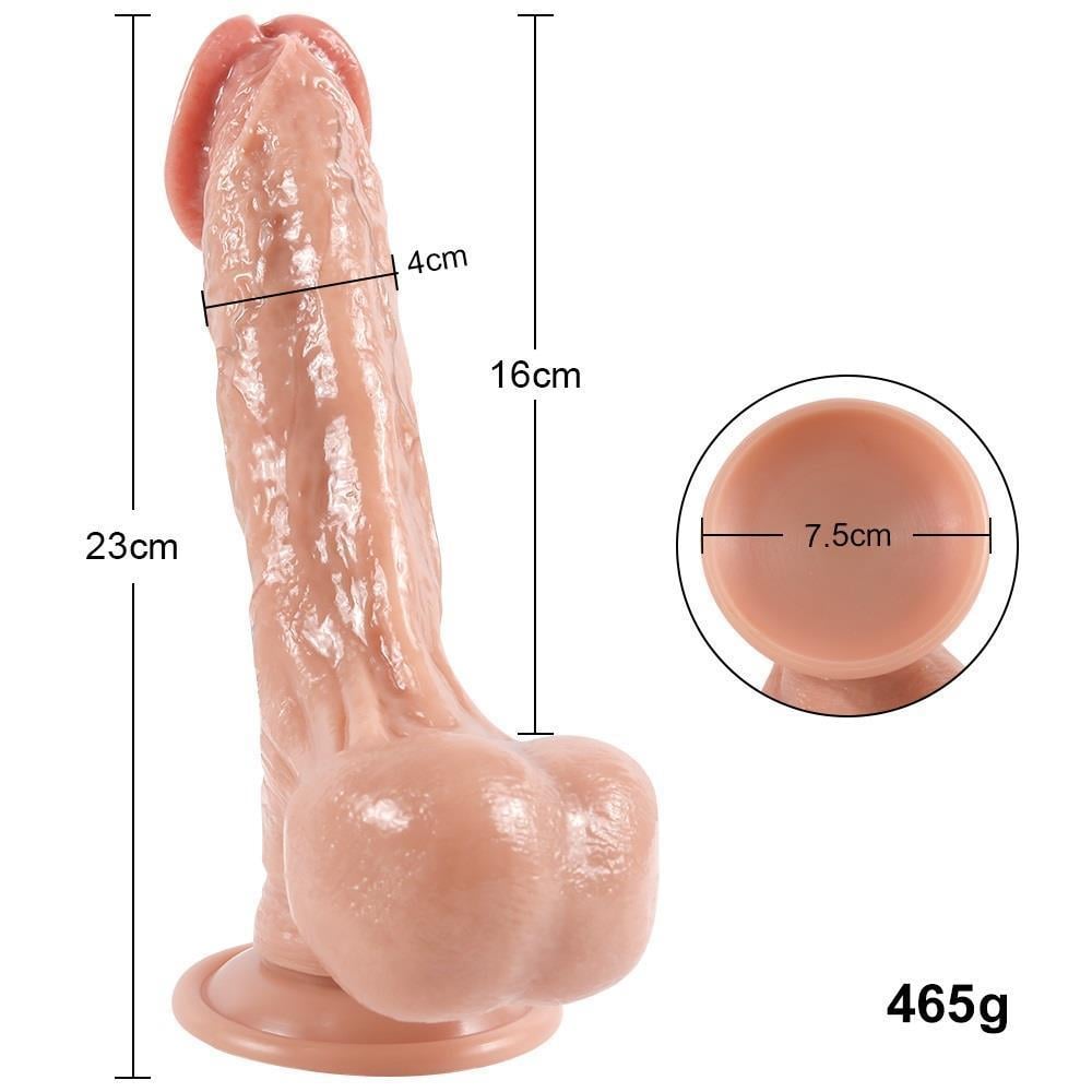 Belden Bağlamalı Yeni Nesil Çift Katmanlı 23 cm Realistik Dildo Penis