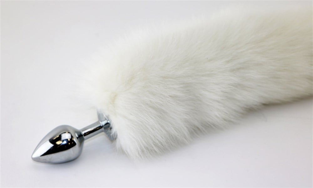 Beyaz Tilki Kuyruklu Tüylü Paslanmaz Çelik Anal Tıkaç (Plug)