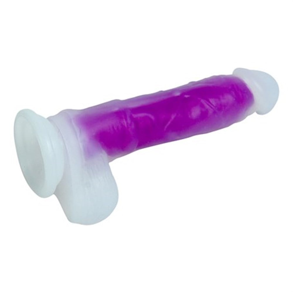 Gece Parlayan Fosforlu 21 cm Realistik Vantuzlu Şeffaf Dildo Penis Mor