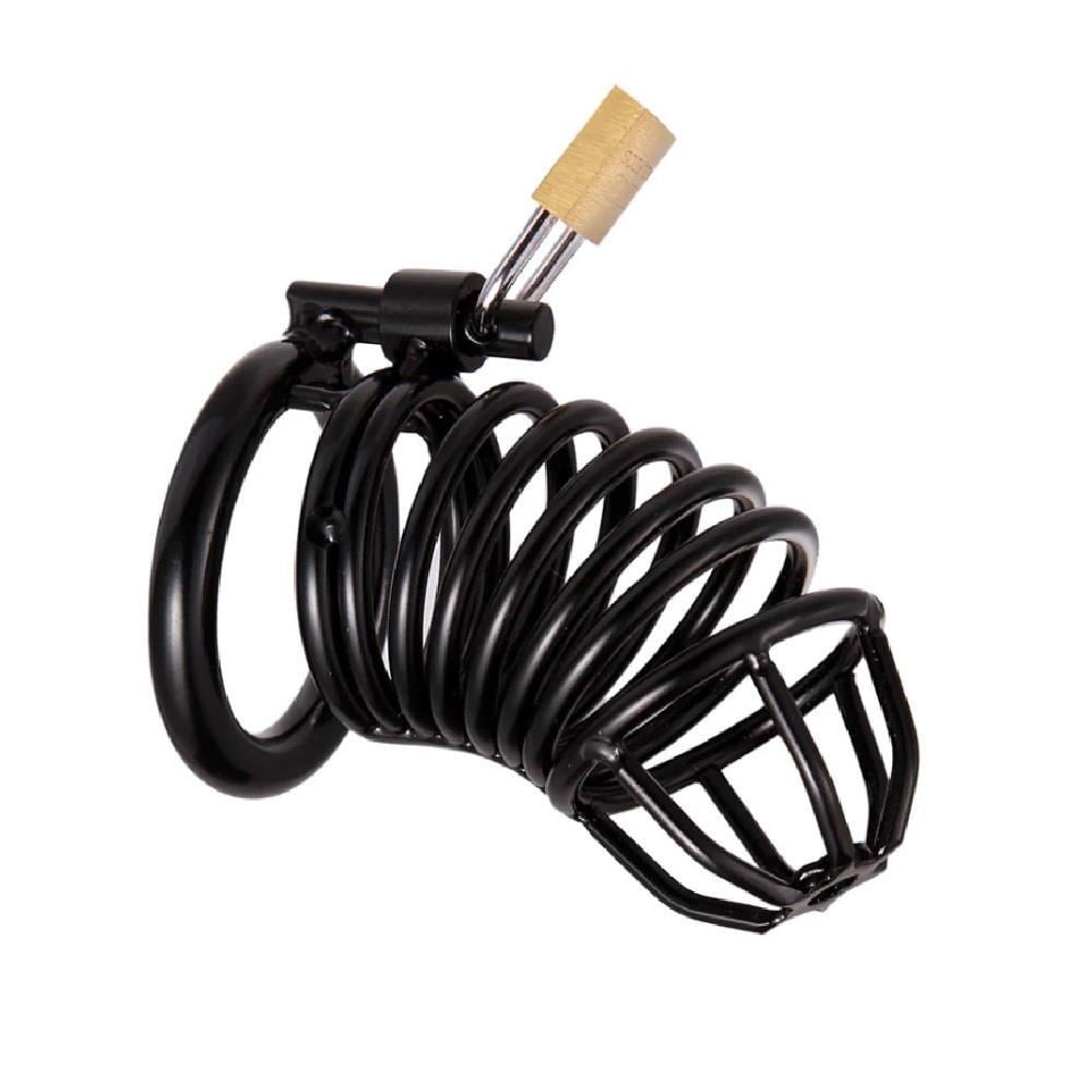 Kilitli Çelik Fetiş Penis Kafesi Siyah