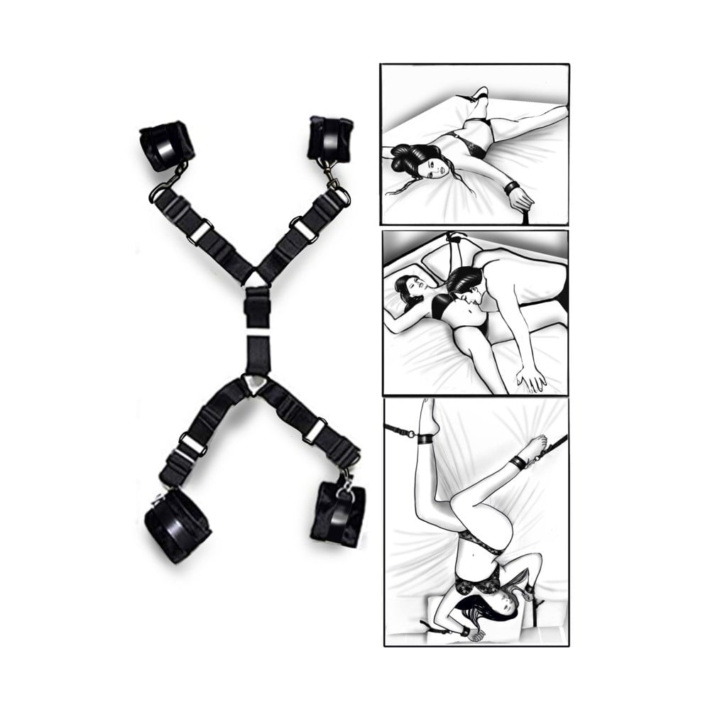 Siyah El Ayak ve Yatak Bağlama Seti Deri