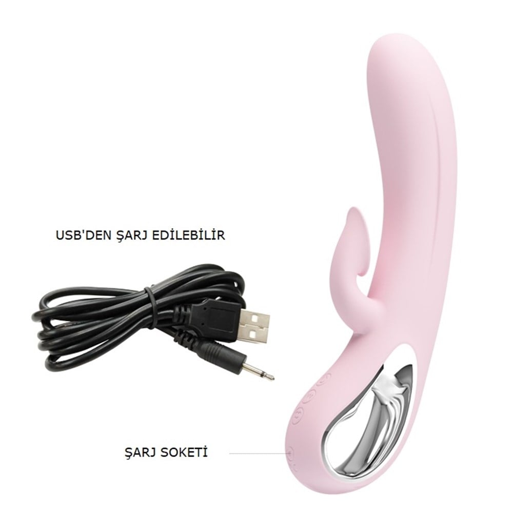 USB Şarjlı 12 Emme ve 12 Titreşim Fonksiyonlu 24 cm Teknolojik Vibratör - Nicola