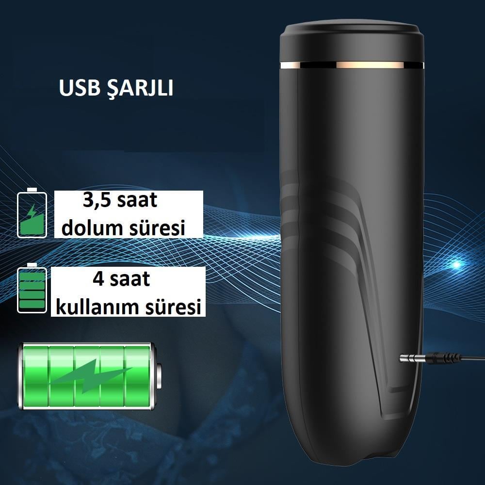 USB Şarjlı Titreşimli İleri Geri & Rotasyon Ayarlı Sesli Masturbatör - Rita