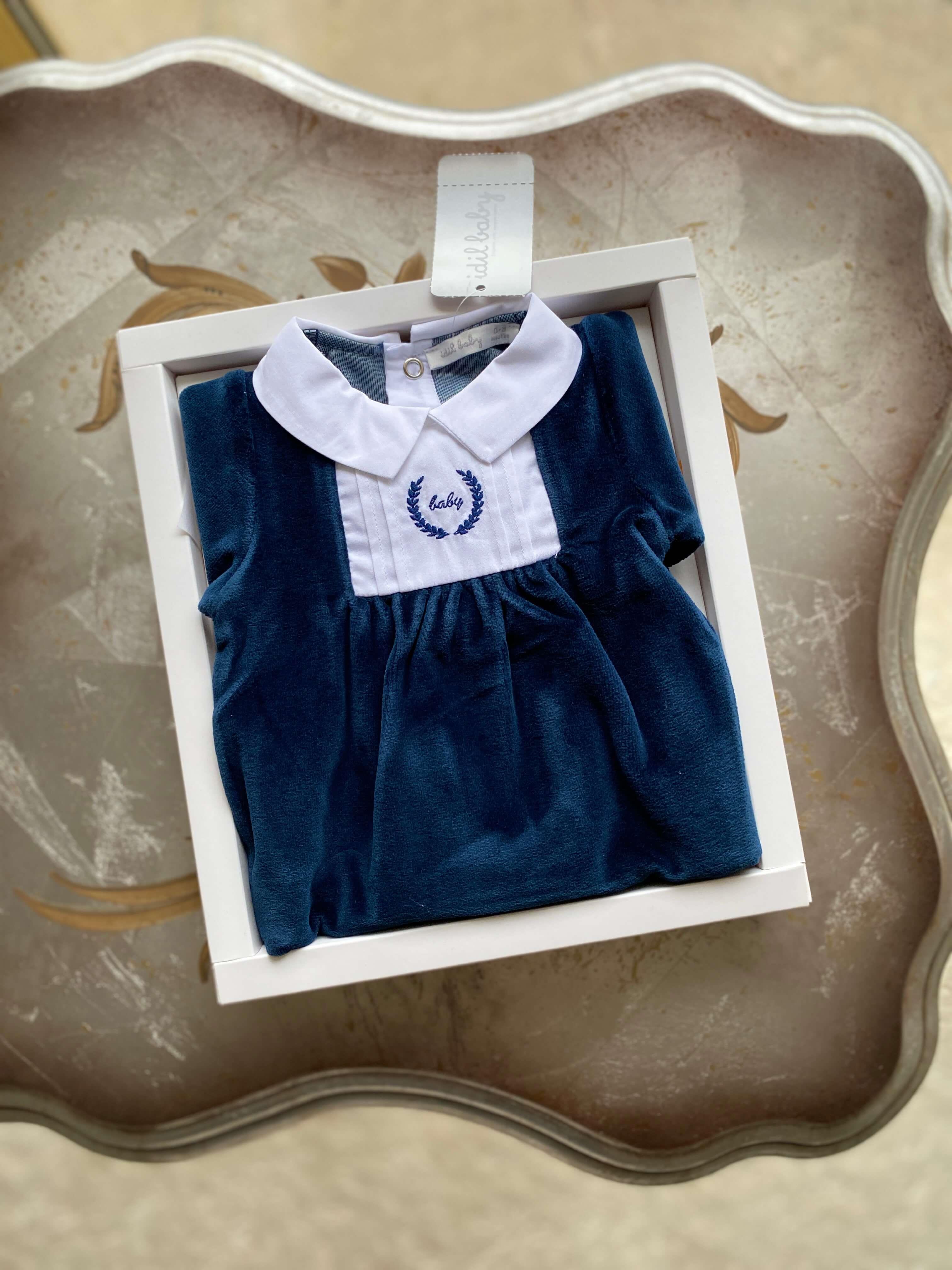 İDİLBABY LACİVERT NAKIŞLI KADİFE TULUM