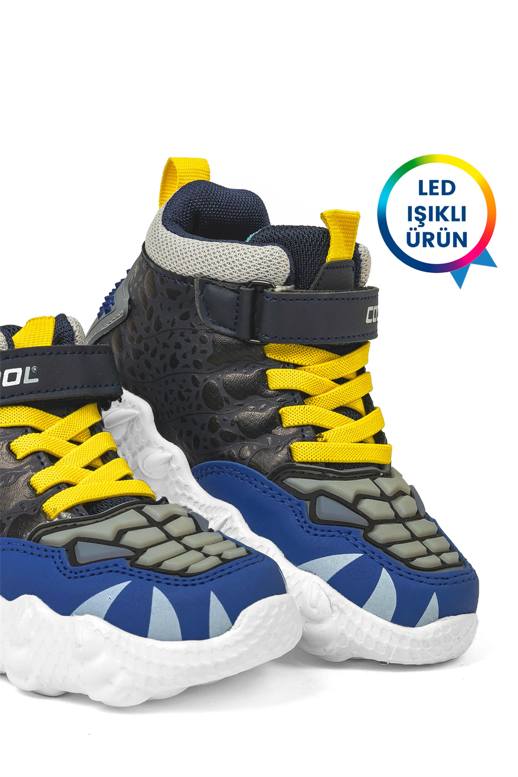 Cool Godzilla Patik Erkek Çocuk Işıklı Hi Sneaker Mavi