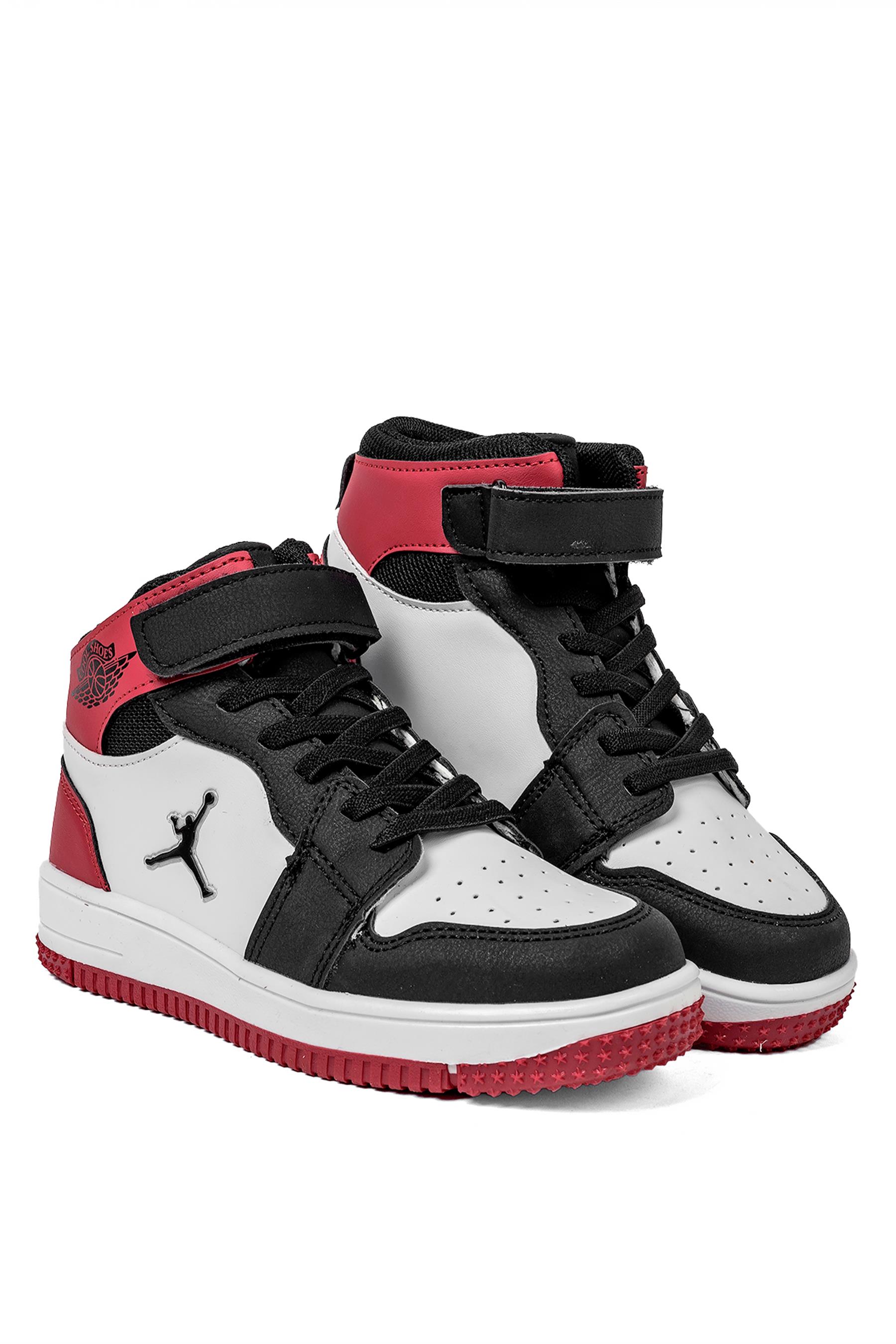 Cool Haykat Uzun Filet Erkek Çocuk Sneaker Bot Siyah - Kırmızı