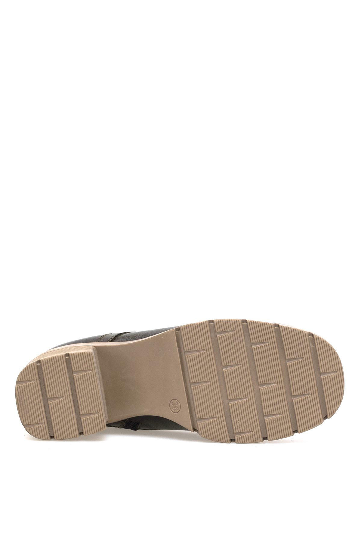 Elit Alvarine Kadın Hakiki Deri Topuklu Bot Haki