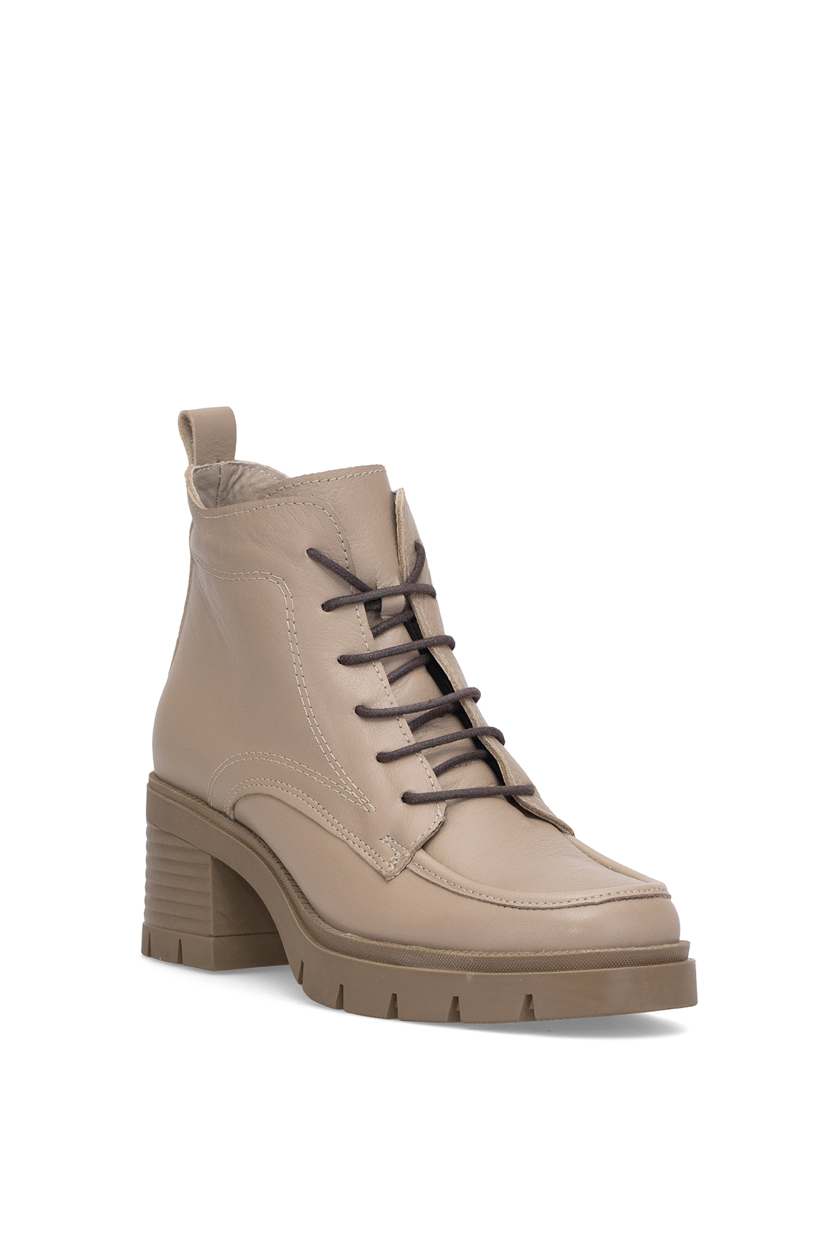 Elit Alvarine Kadın Hakiki Deri Topuklu Bot Bej