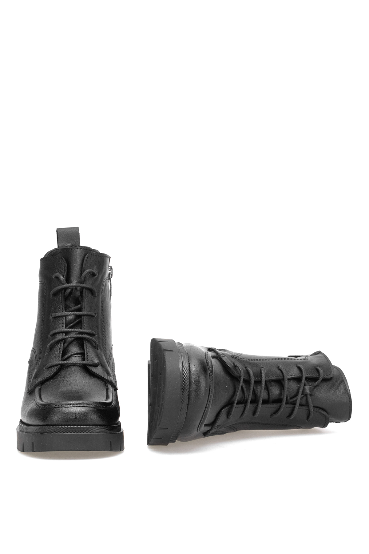 Elit Alvarine Kadın Hakiki Deri Topuklu Bot Siyah