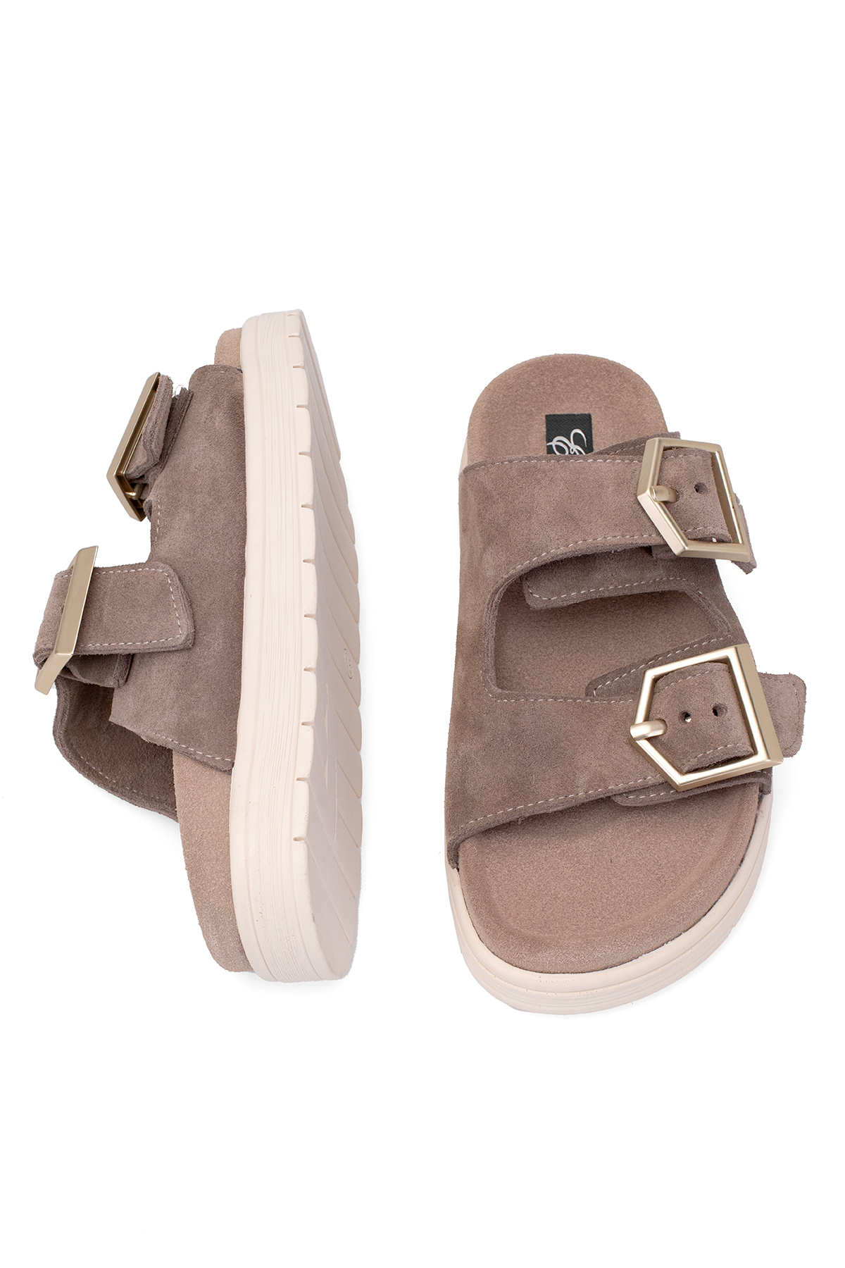 Elit Amoretta Kadın Hakiki Deri Düz Terlik Vizon