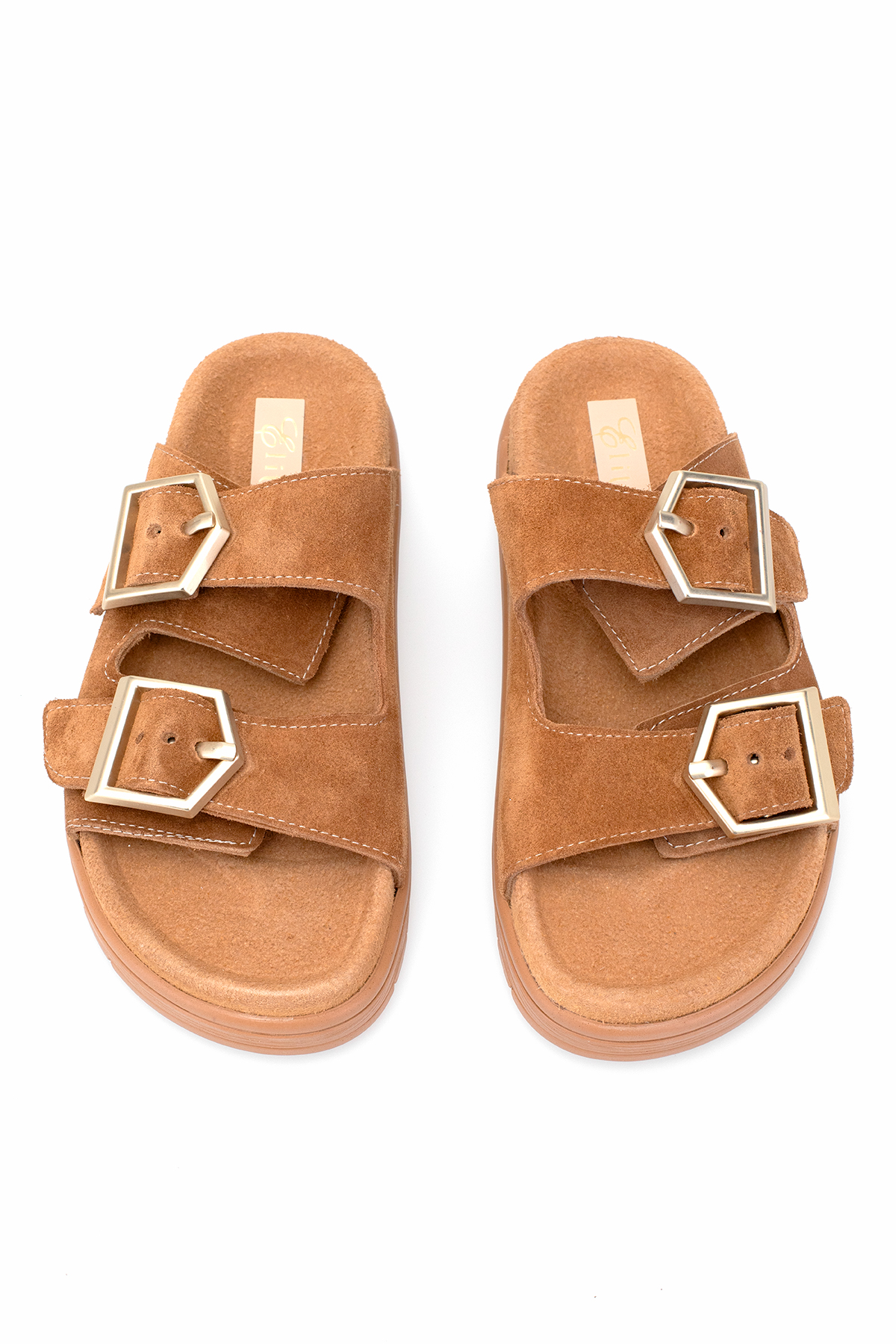 Elit Amoretta Kadın Hakiki Deri Düz Terlik Taba