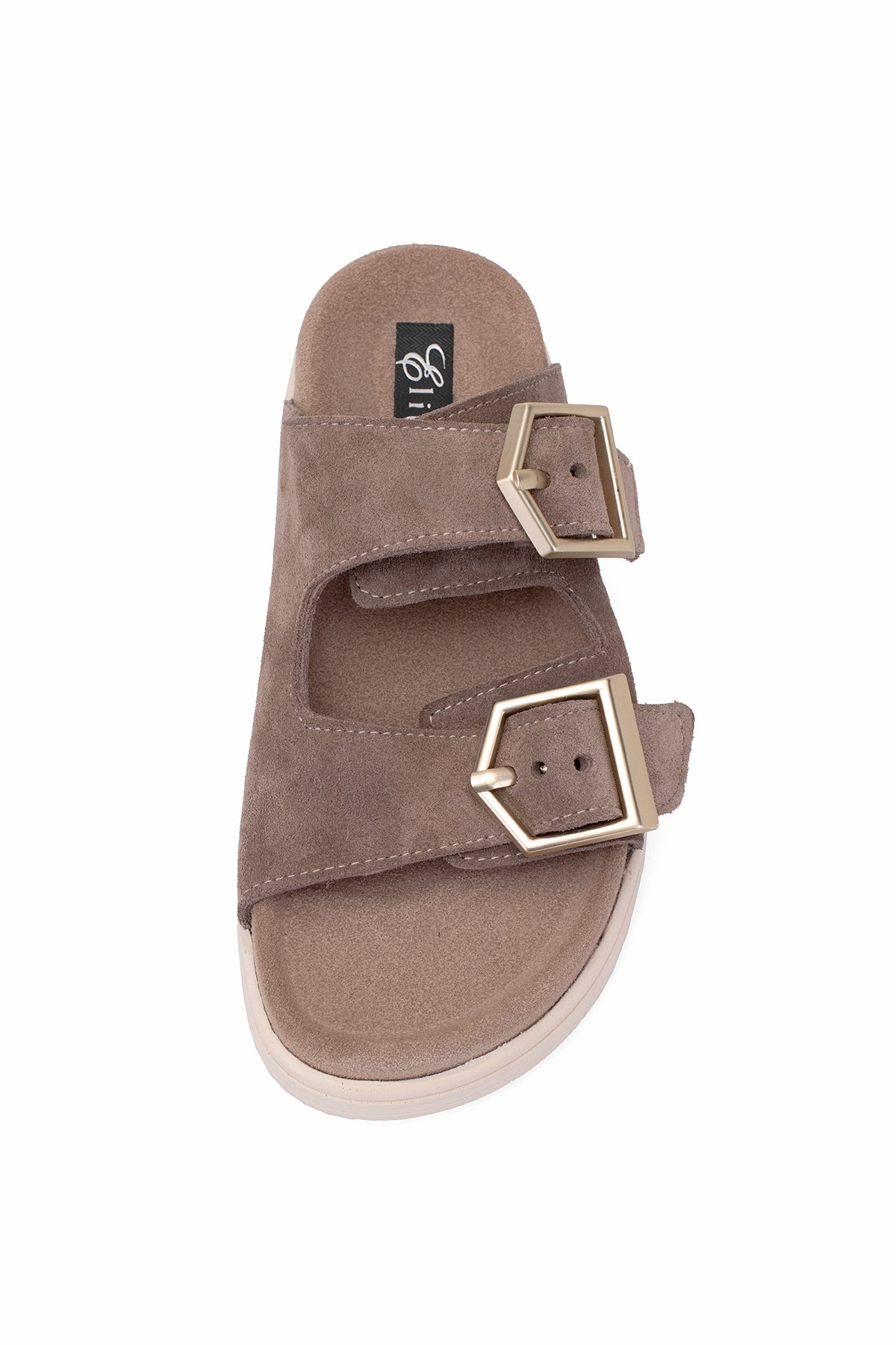 Elit Amoretta Kadın Hakiki Deri Düz Terlik Vizon