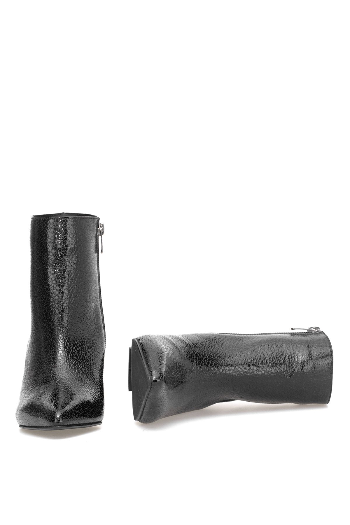 Elit Arabella Kadın Hakiki Rugan Deri Klasik Topuklu Bot Siyah