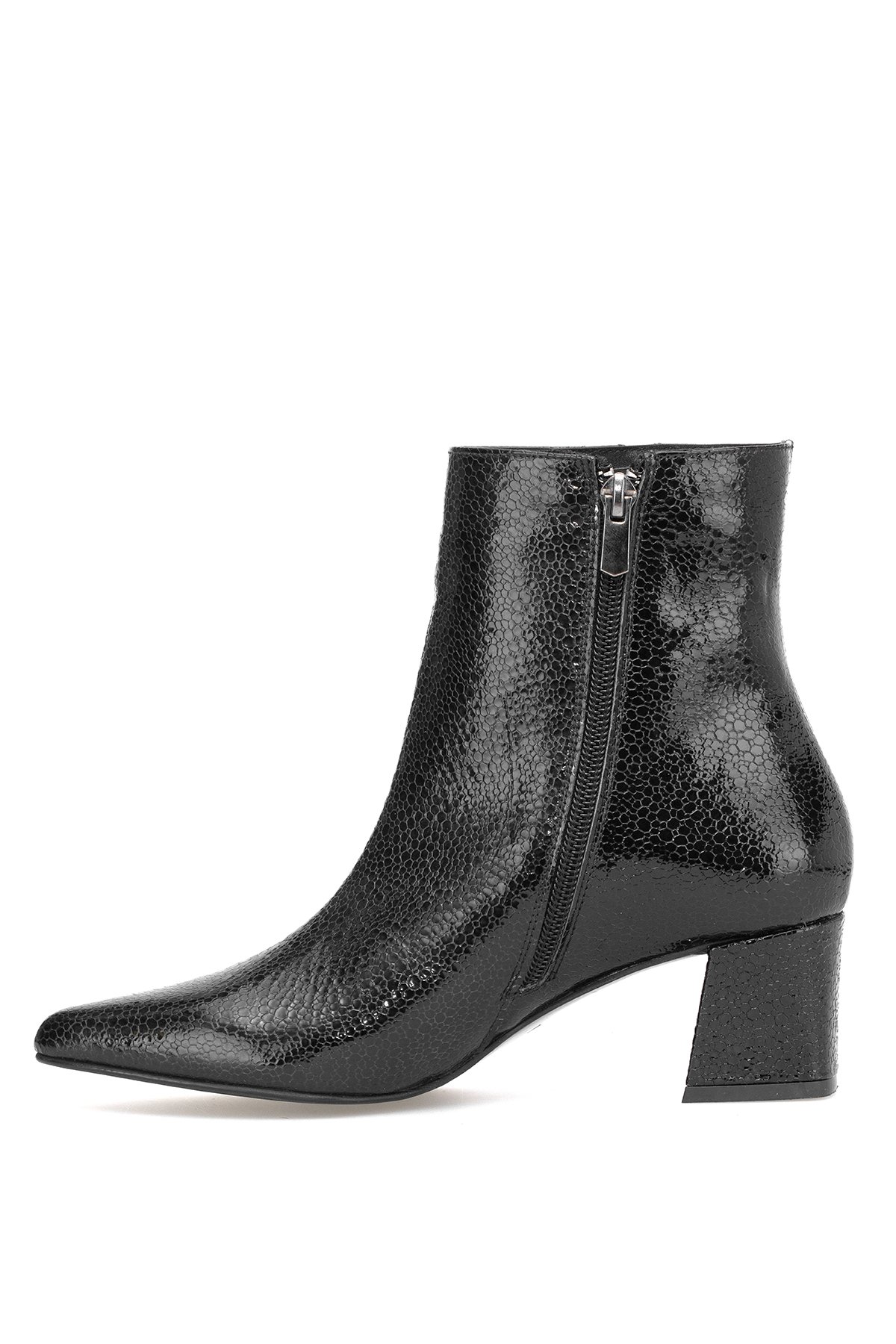 Elit Arabella Kadın Hakiki Rugan Deri Klasik Topuklu Bot Siyah