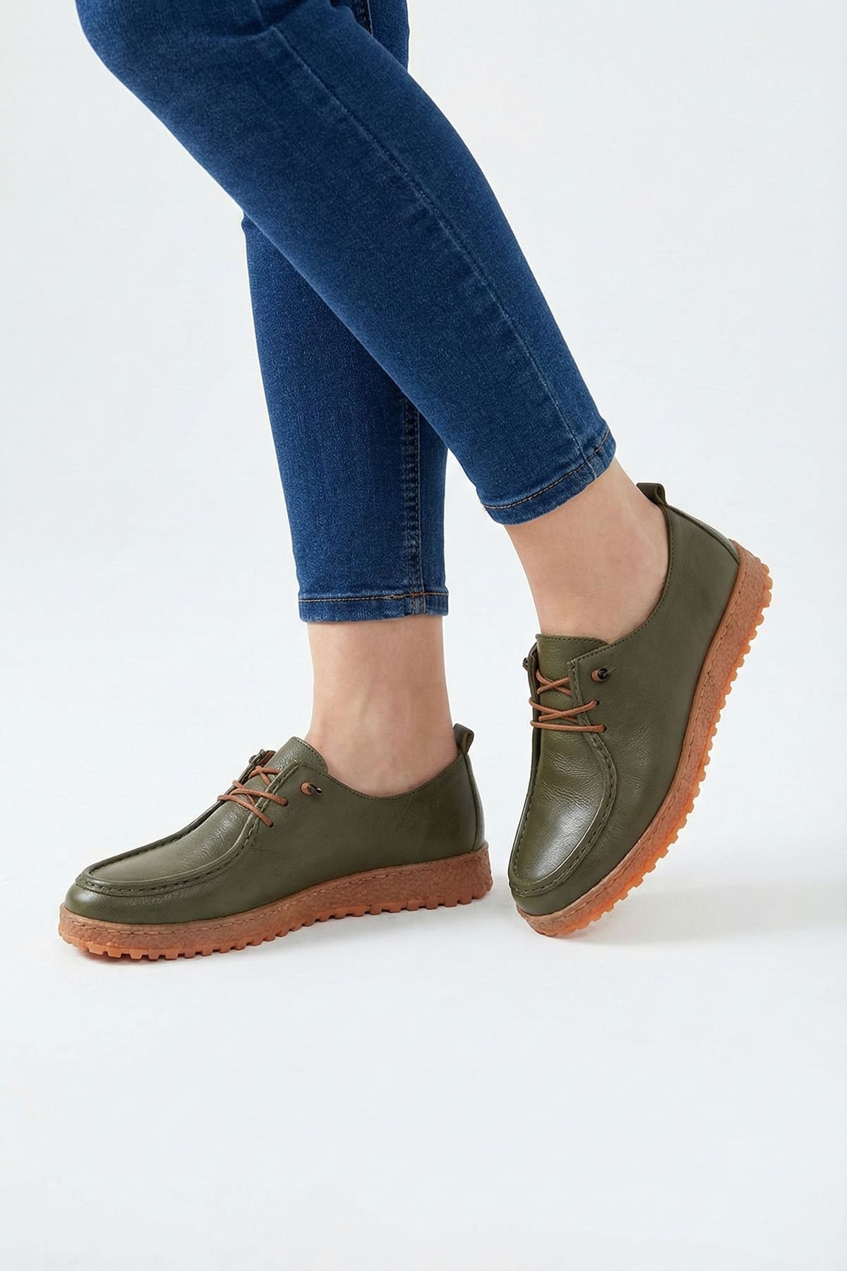 Elit ASSCL100 Kadın Hakiki Deri Casual Ayakkabı Haki