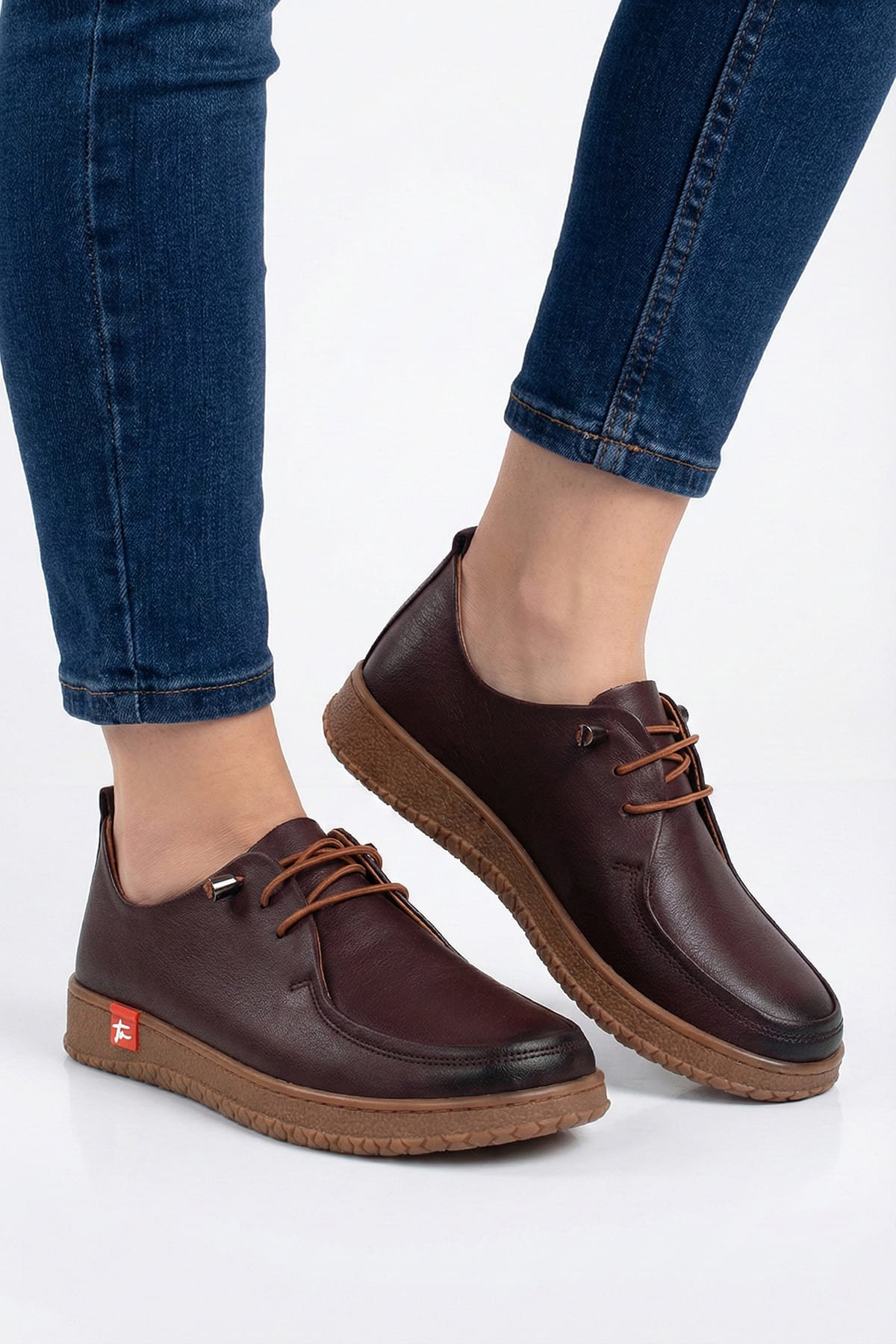 Elit ASSCL11124 Kadın Hakiki Deri Casual Ayakkabı Kahverengi